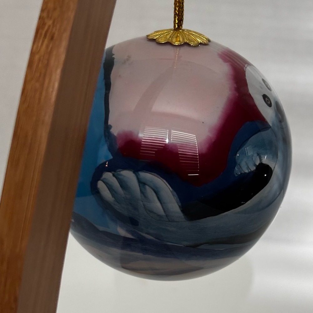 Inside Reverse Hand Painted Glass Ball Ornament Alaska White Seal - Picture 6 of 10